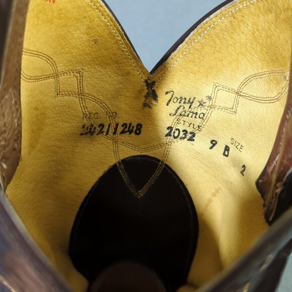Tony Lama Vintage Boots Men's 9B Brown Western Made In USA 1990 Style 2032 - Picture 13 of 16